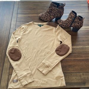 Ralph Lauren Camel two tone long sleeve top, size S